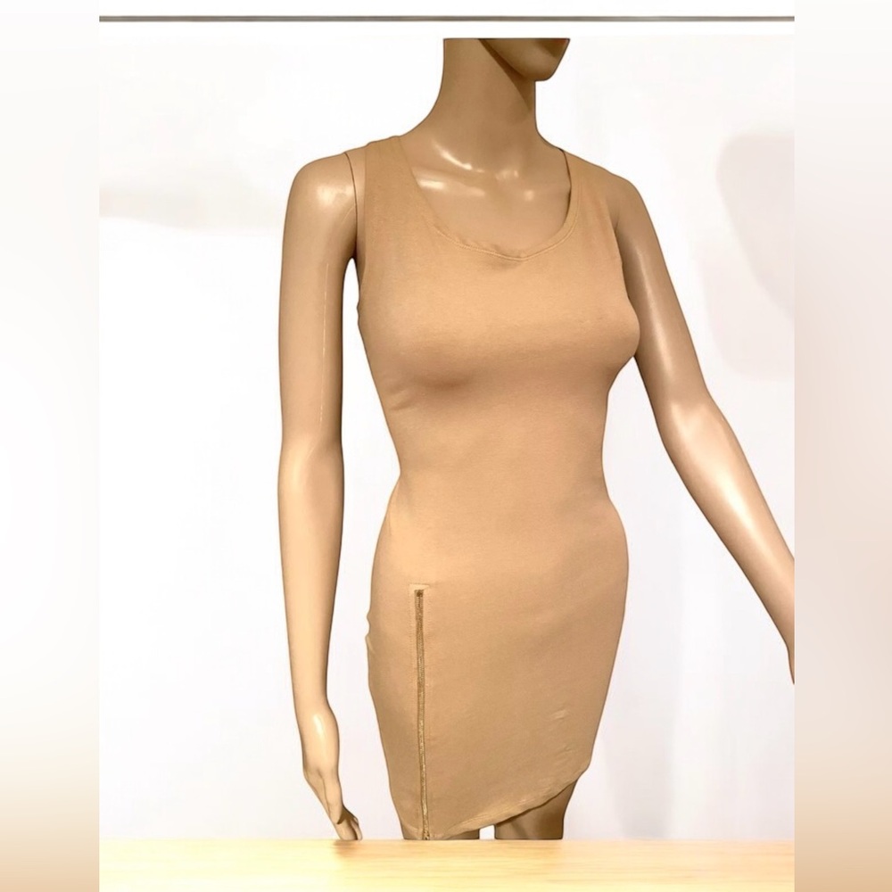 Tom’s Ware Cotton Zipper Beige Sleeveless Tank Dress Size Medium New
